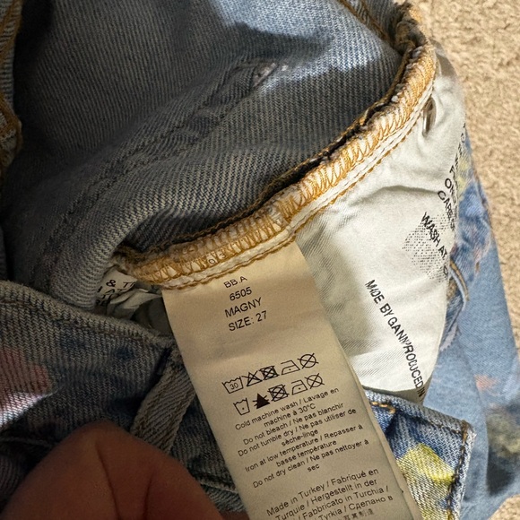 Ganni Blue Floral Wide Leg Jeans - Picture 6 of 10